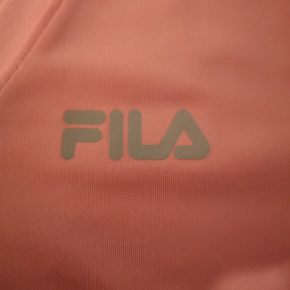 Fila Ladies Size Medium V-neck Short Sleeves Fitted Pink Workout Top - Picture 4 of 6